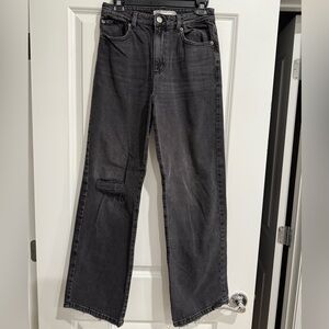 Garage Distressed Wide Leg Jeans